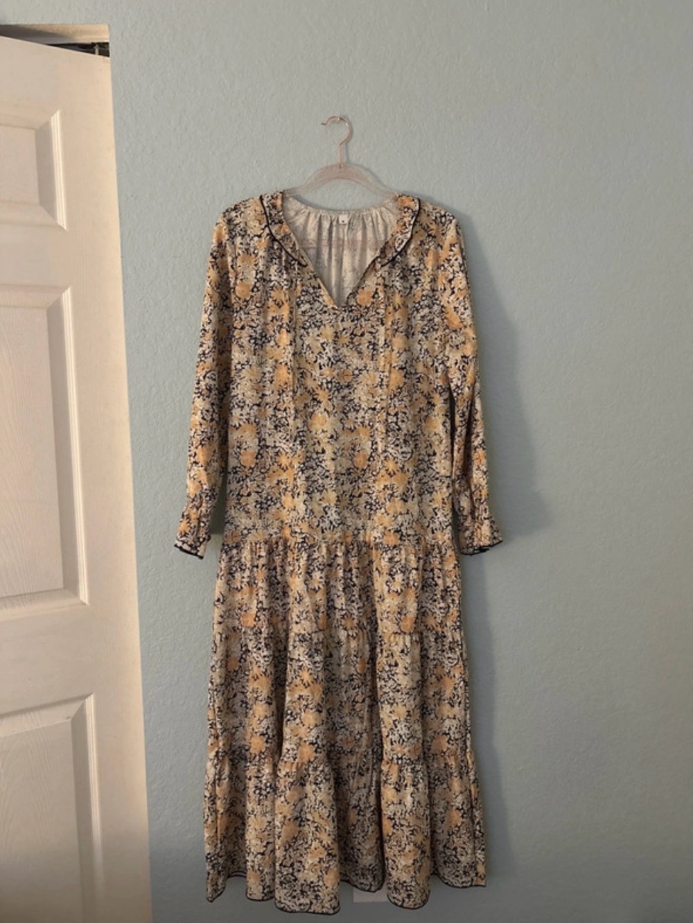 T.J.Maxx Yellow Floral Tiered Maxi Dress